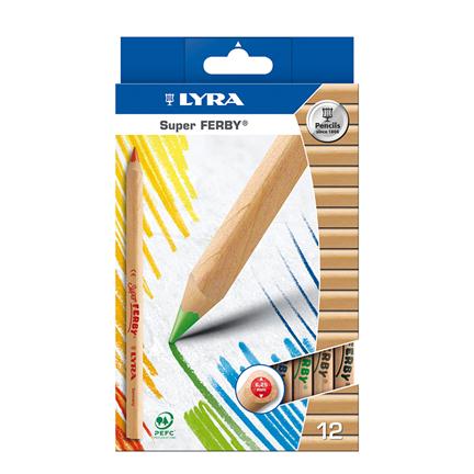 Crayons de couleur Lyra SuperFerby assortiment de 12 couleurs non laqués - Lyra