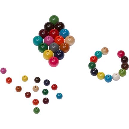Assortiment de perles en bois colorées - Différents diamètres - Mercurius