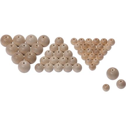 Assortiment de perles en bois nature - Différents diamètres - Mercurius