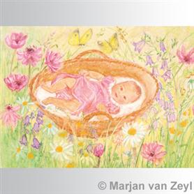 Carte postale Bébé au milieu des fleurs
