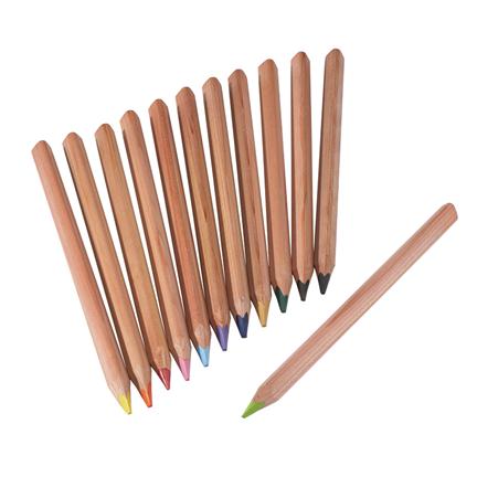 Crayons de couleur hexagonaux Yorik assortiment de 12 couleurs - Mercurius