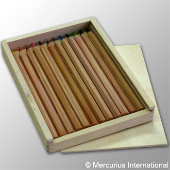 Crayons de couleur triangulaires Yorik coffret en bois 12 couleurs - Mercurius