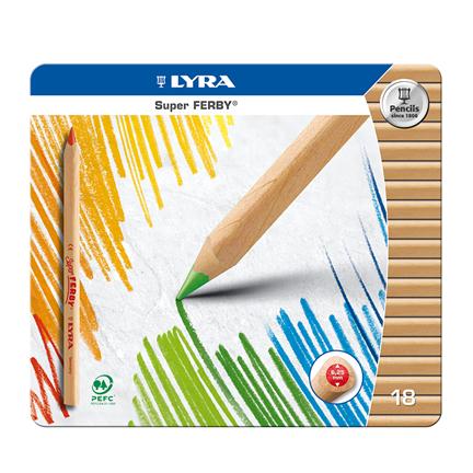 Crayons de couleurs Lyra SuperFerby assortiment 18 couleurs non laqués - Lyra