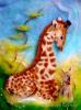 Carte postale laine cardée - Nature - Mercurius Motif : Girafe