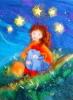 Carte postale laine cardée - Nature - Mercurius Motif : Enfant étoiles