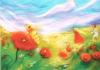 Carte postale laine cardée - Fleurs et Paysages - Mercurius Motif : Fleur 4