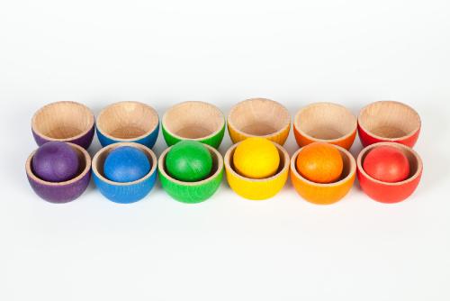 Bols de couleur avec balle en bois - Grapat