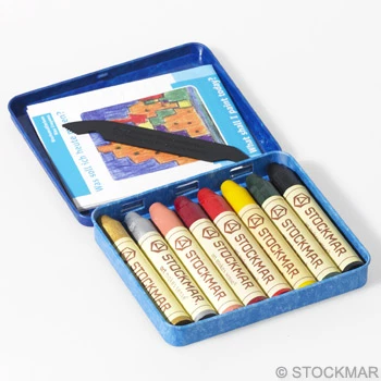 Crayons de cire 8 couleurs complémentaires avec or et argent - Stockmar
